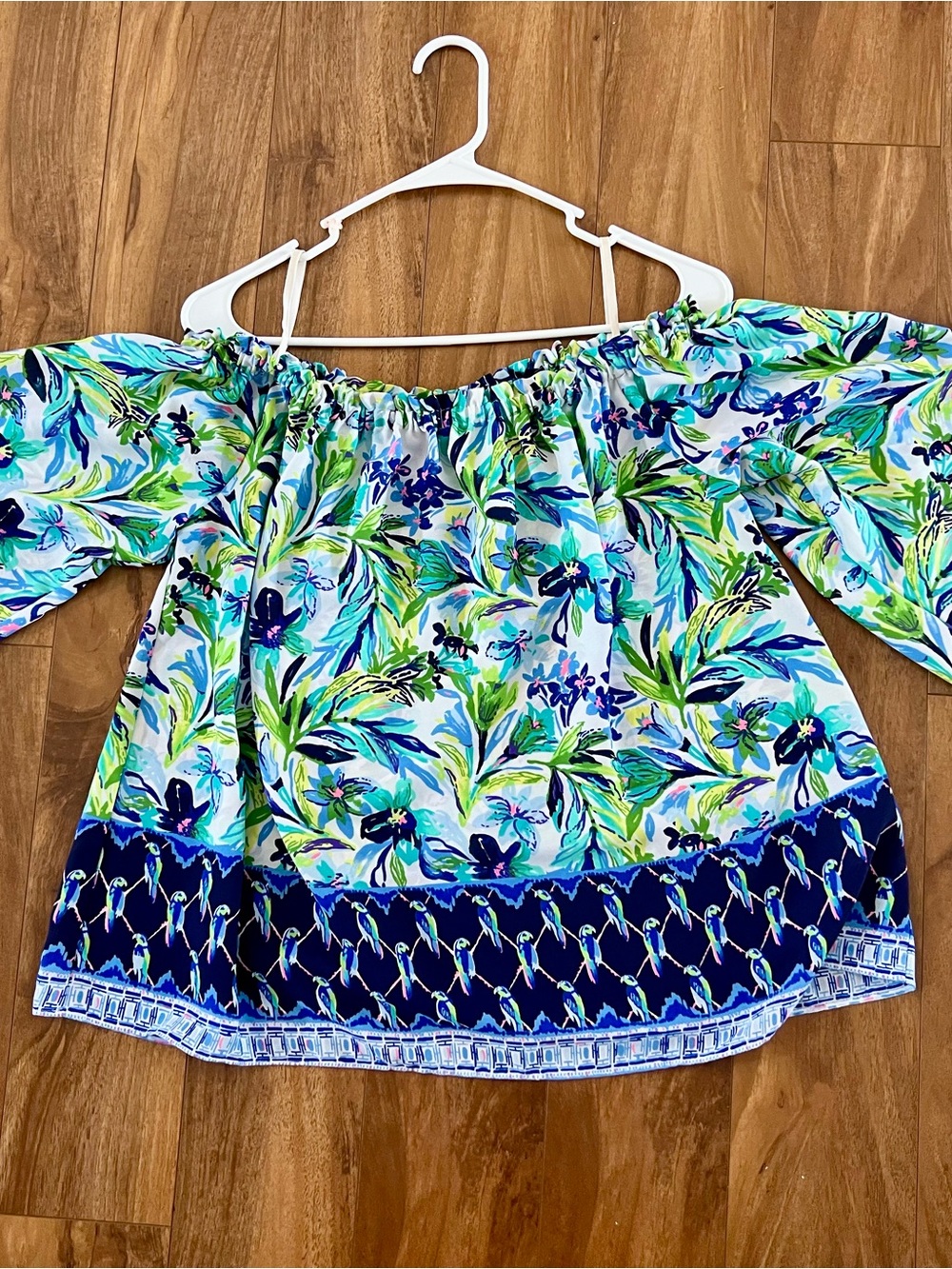 Lilly Pulitzer Off-Shoulder Floral Top - Blue & Green